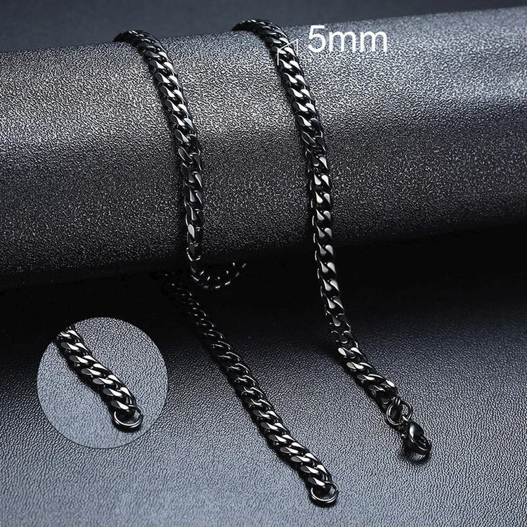 3-11MM Classic Cuban Chain Necklace for Men Women,Silver Black Gold Grey Color Stainless Steel Chains,Basic Punk Jewelry Gift PlatiNum