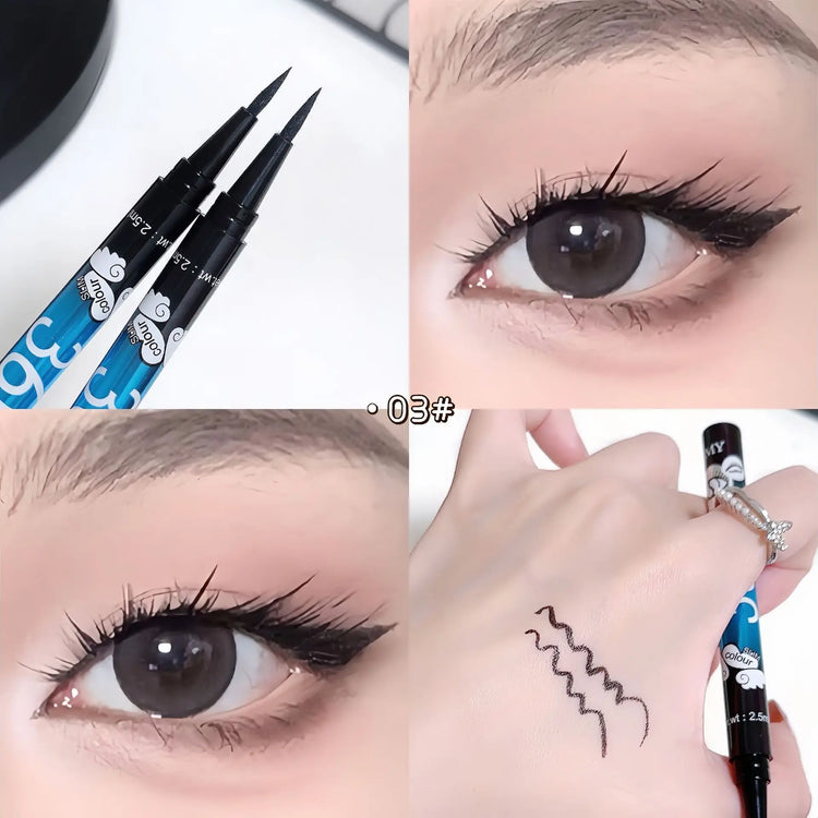 0.01mm Ultra Fine Liquid Eyeliner Pen Waterproof SmudgeProof Fast Drying Eyeliner Cotton Tip Long Lasting Black Eye Liner Makeup