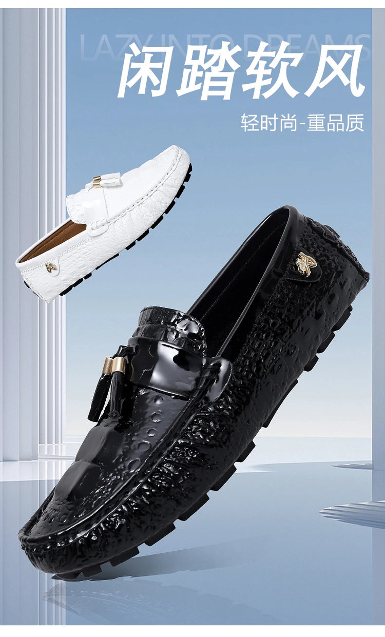Scarpe da Uomo Casual in Pelle, Mocassini di Design, Slip-on, Scarpe da Guida e da Barca di Alta Qualità, Chaussure Homme, Taglie Grandi 35-48