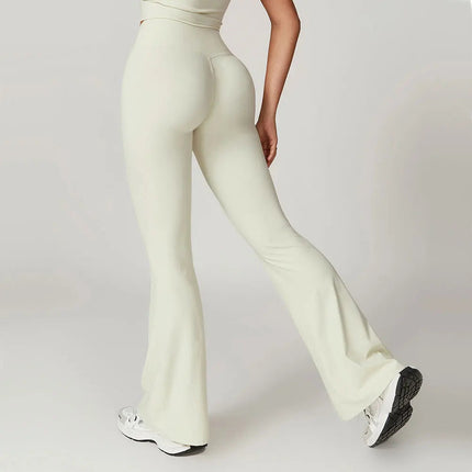 Flare Leggings Yoga Pants Women Bell-bottoms Yoga Tights High Waist Fitness Pants Stretch Gym Workout Sports Push Up Leggings PlatiNum
