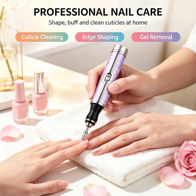 Electric Nail Drill Machine Rechargeable 500mAh Portable Nail File Kit 4 Speed Adjustable Manicure Tool for Nail Polishing Gel Removal Salon Beauty Care