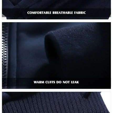 M-6XL Men's Winter 2 Piece Tracksuit Set, Thickened Warm Hooded Coat & Sweater, Outdoor Hiking Cycling Camping Running Outerwear