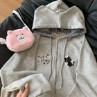 Ropa Mujer Japanese Cute Hoodies Coats Cute Cat Print Hooded Sweatshirts Y2K Tops Women Clothing Casual Zipper Loose Hoodie