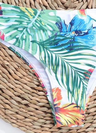 Costume da bagno due pezzi a vita bassa con stampa foglie rosa per donna - Bikini da spiaggia PlatiNum