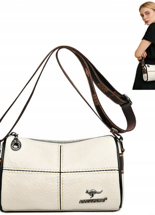 Elegante Borsa a Tracolla in Pelle per Donna, Bianca, Piccola, con Cinturino Regolabile