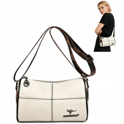 Elegante Borsa a Tracolla in Pelle per Donna, Bianca, Piccola, con Cinturino Regolabile