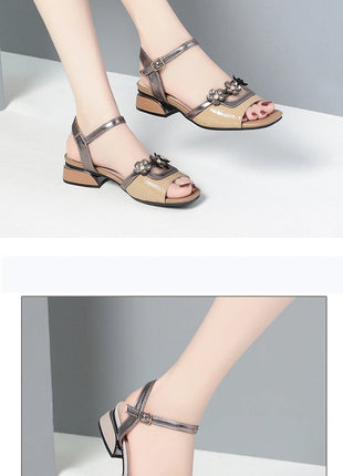 AIYUQI Sandales Femme Peep Toe 2026 Nouvelle Mode Été en Cuir Véritable Grandes Tailles 41 42 43 Sandales Femme à Bout Ouvert