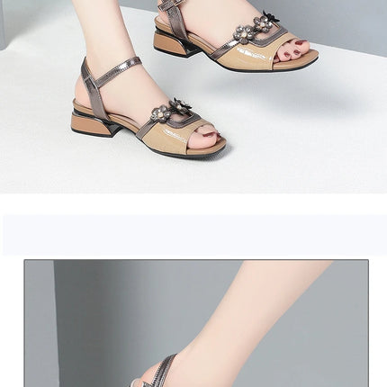 AIYUQI Women's Peep Toe Sandals 2026 New Summer Fashion Genuine Leather Large Sizes 41 42 43 Women's Open Toe Sandals