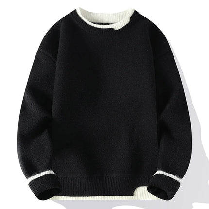 Autumn and Winter Men's Sweater Fashionable Simple Fake Two-piece Pullover Long-sleeved Top