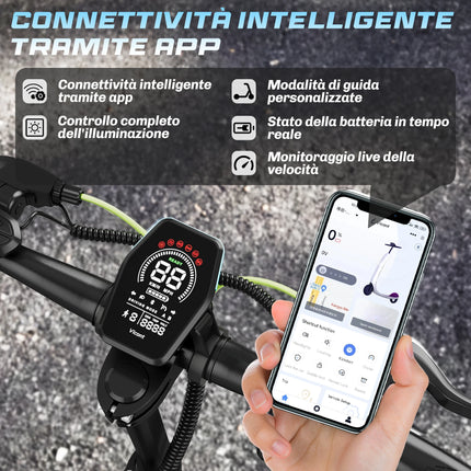 Monopattino elettrico Todimart D5S 490W 48V 10.4AH, autonomia 24KM, pneumatici fuoristrada da 10 pollici, sistema di sospensioni rigide, monopattino elettrico per adulti con APP.