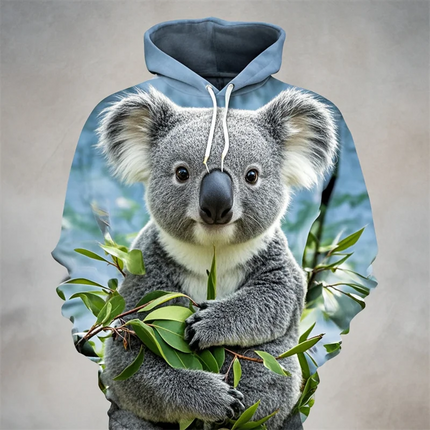 New Cute Koala 3D Print Sweatshirt For Men Women Casual Animal Graphics Pullovers Streetwear Casualfashion Long Sleeve Hoodie