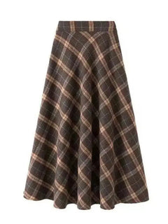 Leisure High Waist Retro Plaid Skirt Slim Fit Classical High Waist Long Skirt Aesthetic Preppy Style A-line Half Dress Girls