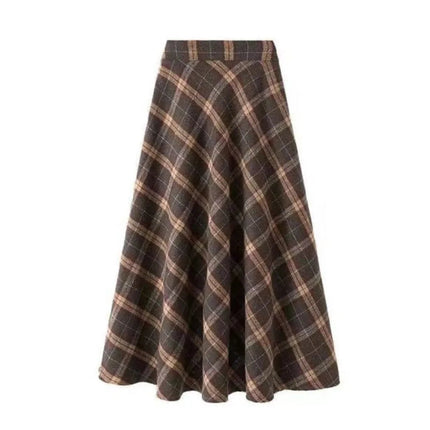 Leisure High Waist Retro Plaid Skirt Slim Fit Classical High Waist Long Skirt Aesthetic Preppy Style A-line Half Dress Girls PlatiNum