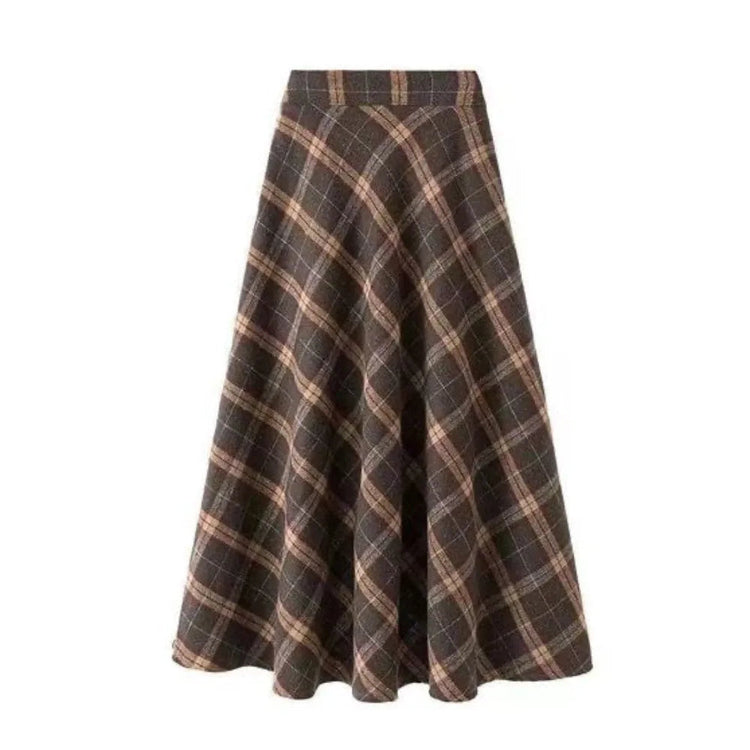 Leisure High Waist Retro Plaid Skirt Slim Fit Classical High Waist Long Skirt Aesthetic Preppy Style A-line Half Dress Girls PlatiNum