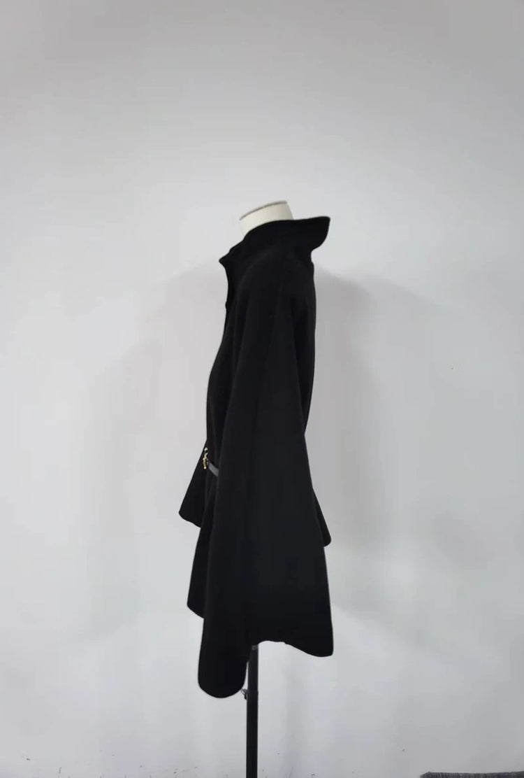 Belt Poncho Capes Women Black Cloaks Winter Coats Woman 2025 Bat Sleeve Cape Coats for Women Fashion Women's Cape Jacket