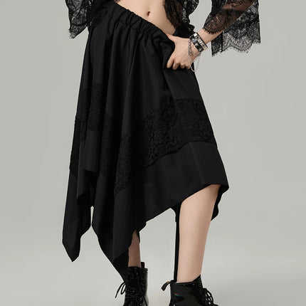 Gonna Steampunk gotica da donna Gonna irregolare in pizzo a contrasto vintage Gonna rinascimentale Costume cosplay