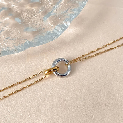 eManco Stainless Steel two-color pendant Necklaces For Women Chokers Trend Fashion Festival Party Gift Jewelry PlatiNum