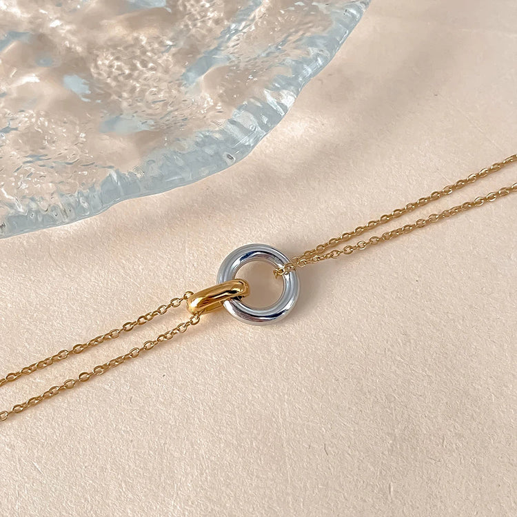 eManco Stainless Steel two-color pendant Necklaces For Women Chokers Trend Fashion Festival Party Gift Jewelry PlatiNum