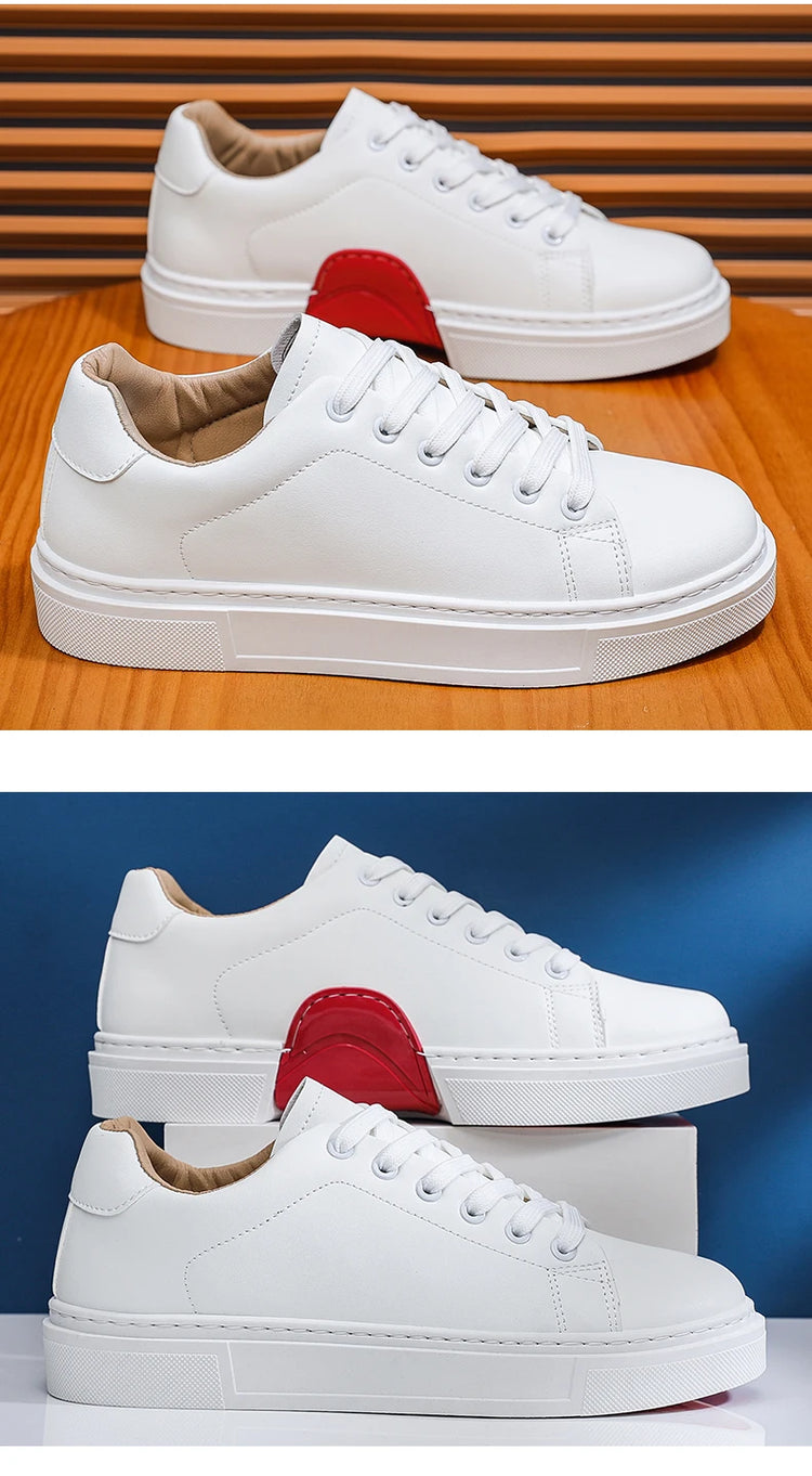 Hot Men's Casual Shoes Leather Sneakers Fashion White Black Male Vulcanized Shoes Non-slip Soft Men Shoes Lightweight Flat Shoe