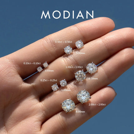 MODIAN 5 Sizes D Color Moissanite Earrings 925 Sterling Silver Sparkling Luxury Stud Earrings For Women Wedding Fine Jewelry PlatiNum