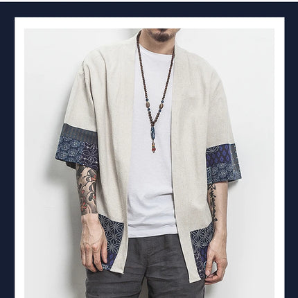 New Cotton Linen Shirt giacche uomo 2023Chinese Streetwear Kimono Shirt Coat Casual comodo Cardigan da uomo Plus Size 5XL