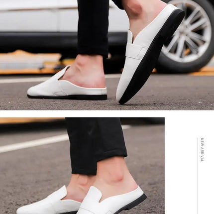 Mezze mocassini da uomo in pelle estiva pantofole mocassino Slides muli traspiranti per uomo Outdoor leggero Casual mezze scarpe 2023