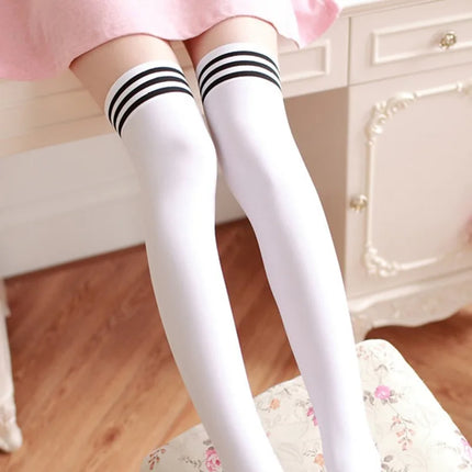 Thigh High Socks Sexy Striped Long Socks for Women Over the Knee Socks for Women Nylon Leg Warmers for Women