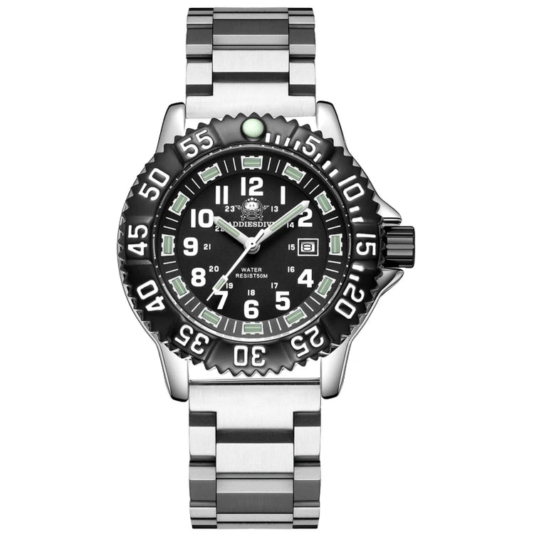 ADDIESDIVE 44mm Men's  Wrist Watch 50m Water Resistant Large Luminous Dial Date Display Stainless Steel Men's Quartz Watch