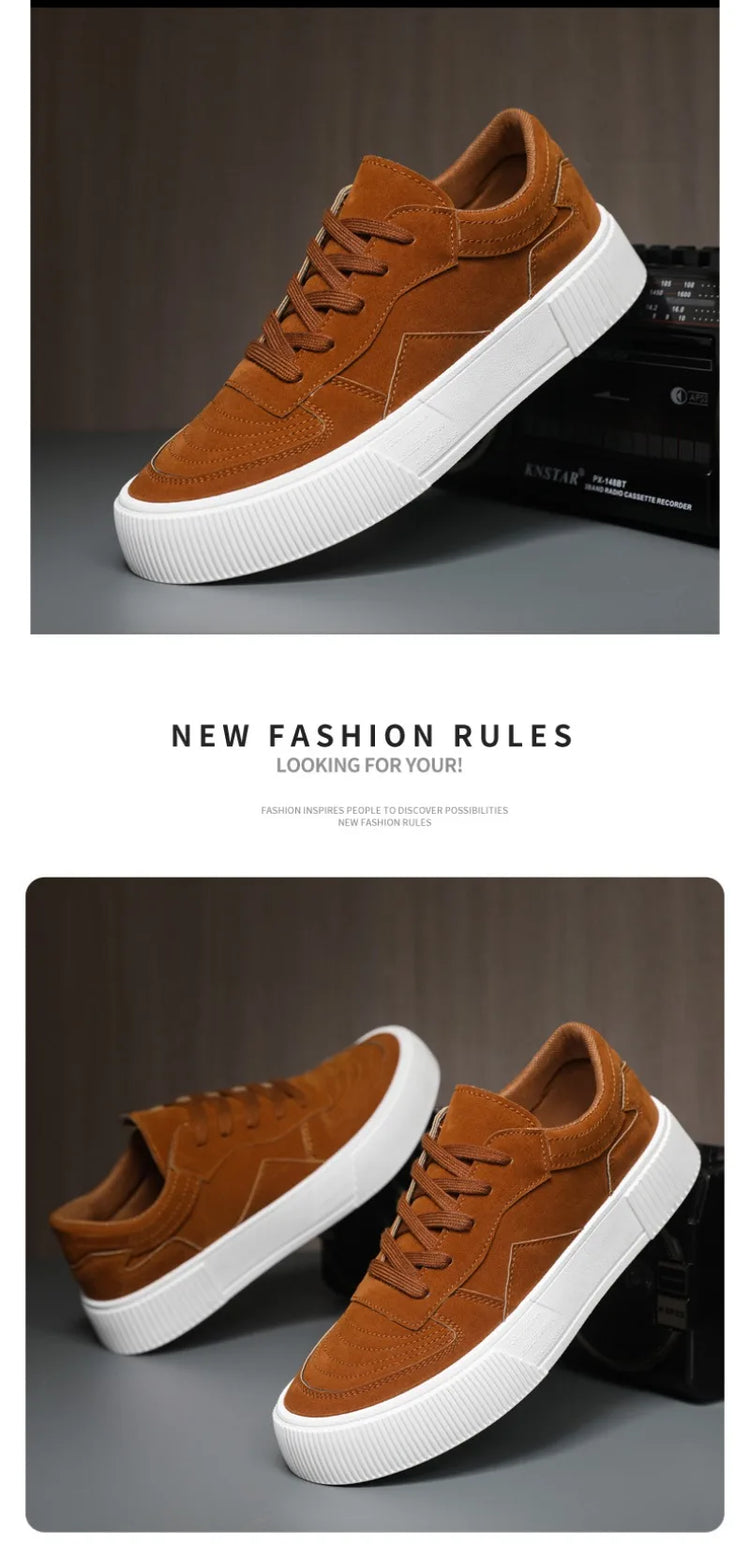 Men's Vulcanized Shoes Fashion Casual Sneakers Lace Up Platform Shoe High Quality Suede Casual Shoes for Men Sneakers Man Shoes