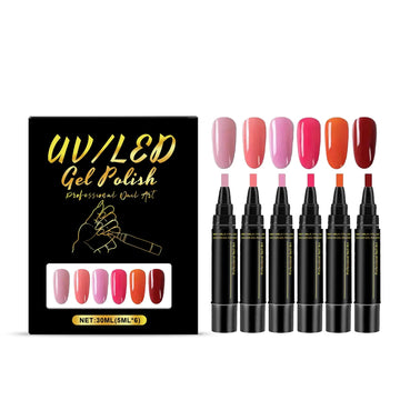 3 In 1 Gel Nail Polish Pen Set Base Color Top Coat Long Lasting Glossy Finish Easy DIY Nail Art Pen For Home Manicure Multicolor Nail Decor