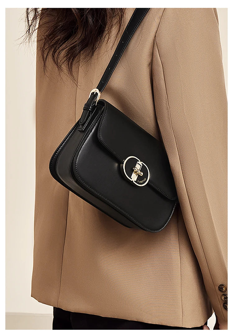 FOXER Brand Split Leather Women's Shoulder Bag 2025 New Luxury Design Female Retro Crossbody Purse Gift for Mom