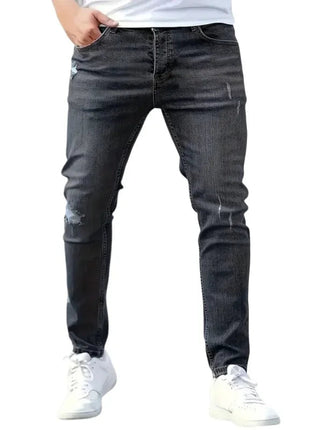 Men's Jeans Stretch Slim Fit Trousers Streetwear Classical Casual Pants Skinny Zipper Denim Designer Clothes Black Blue PlatiNum