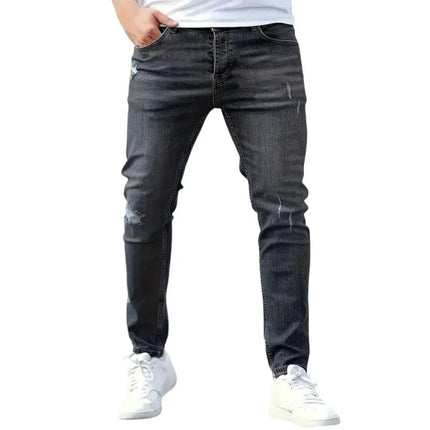Men's Jeans Stretch Slim Fit Trousers Streetwear Classical Casual Pants Skinny Zipper Denim Designer Clothes Black Blue PlatiNum