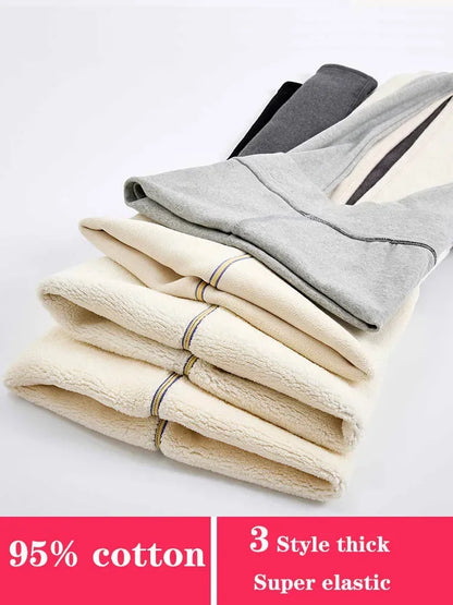 Women's Leggings with Fleece Thermal Cotton Skinny Pants Winter Stretch Black Grey Tights Thick Warm Velvet Leggings for Women
