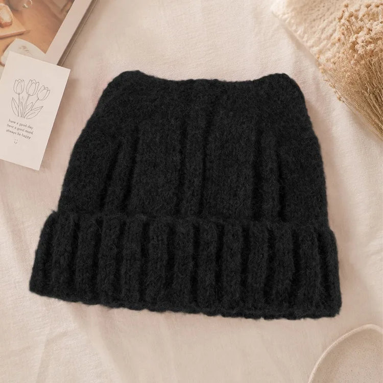 Cute Cat Ear Knitted Beanie Hat for Women Girls, Thickened Windproof Winter Warm Cap, Autumn Winter Daily Wear Accessories