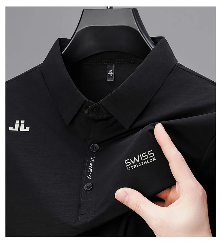 BROWON 2025 Estate 2025 Tendenze Polo Maglietta da uomo Manica corta Antirughe Colletto rovesciato Sottile Cool Business Tee Shirt Homme