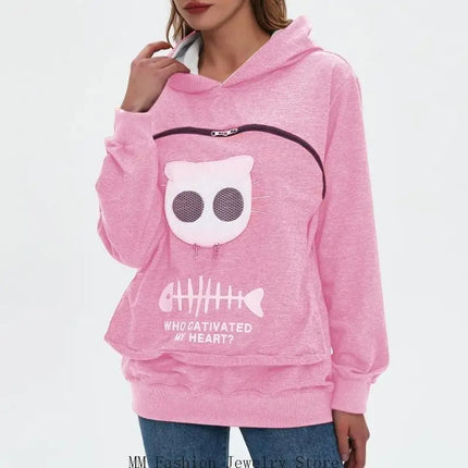 Cartoon Cats Dog Sweatshirt Women's Fit Including Pet Window And Breathable Mesh For Comfortable Carrying D0UB