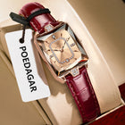 POEDAGAR Rettangolo Orologi da donna di lusso Impermeabile Data Orologio da donna in pelle Elegante orologio da polso da donna al quarzo moda Reloj regalo platinumshop