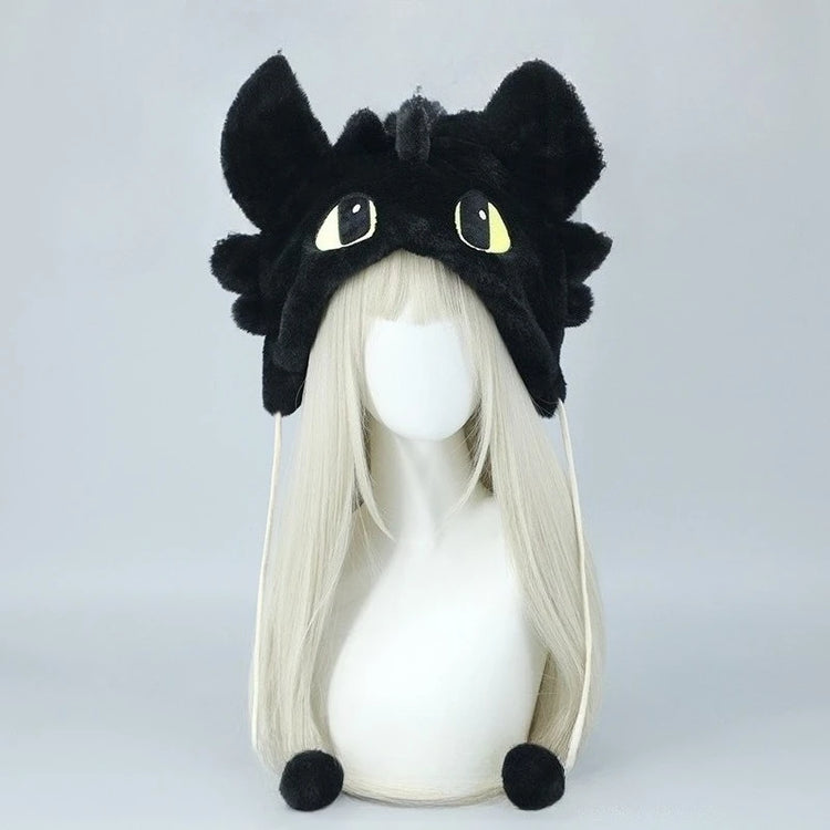 Y2K Gothic Punk Cat Ear Hat with Cross Wing Chain Decoration Plush Warm Winter Subculture Goth Rock Musi Cap Bombero Gorro Ruso