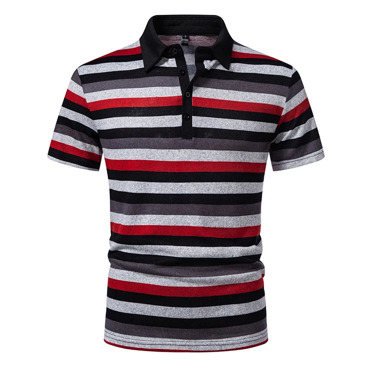 Polo da uomo estive a maniche corte, magliette con colletto a risvolto a righe, T-shirt T19