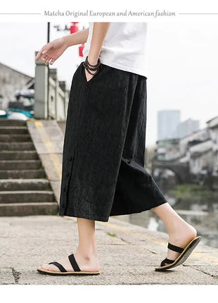 Pantaloni da samurai giapponesi Kimono da uomo Pantaloni casual in cotone retrò da uomo Pantaloni larghi casual Hip Hop Harajuku di alta qualità da uomo