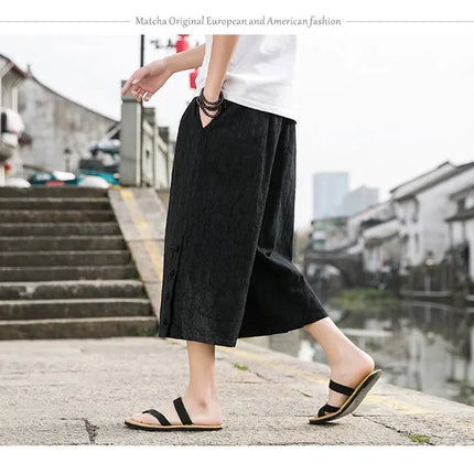 Pantaloni da samurai giapponesi Kimono da uomo Pantaloni casual in cotone retrò da uomo Pantaloni larghi casual Hip Hop Harajuku di alta qualità da uomo