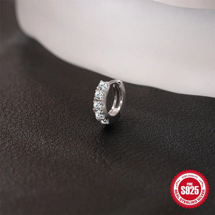 CANNER 1PC 6/7/8/9mm Moissanite 925 Sterling Silver Hoop Earrings Women Round Circle Piercing Earings Personalized Fine Jewelry PlatiNum