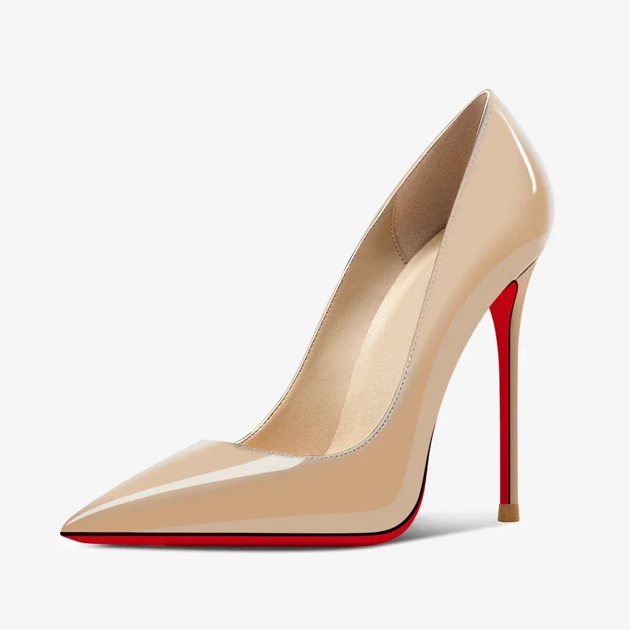 2025 New 12cm Black Extra Thin Heels  High Heels Super Shallow Mouth Women's Large Professional Single Shoes34-46