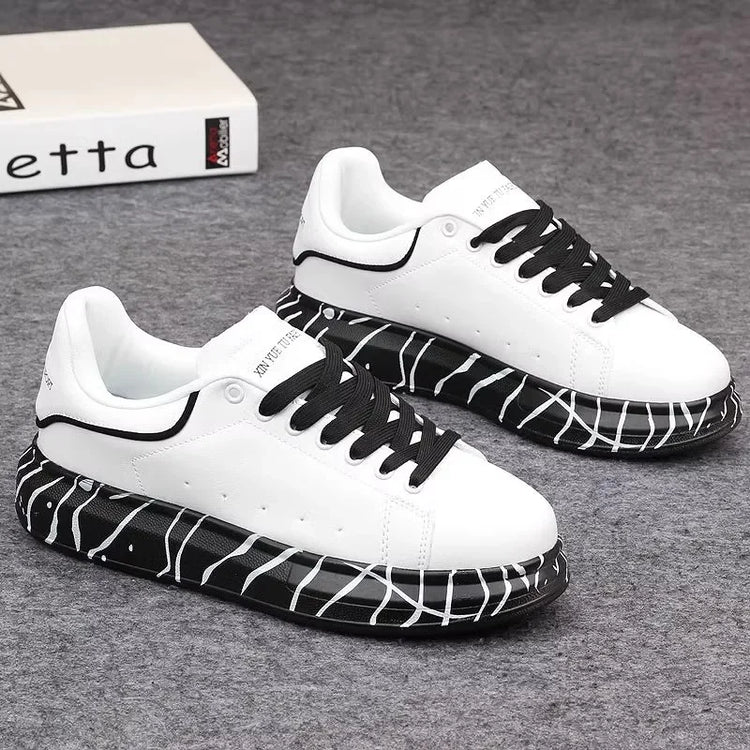 Brand men's shoes, fashionable and versatile couple's sneakers, breathable sports and leisure thick-soled women's white shoes