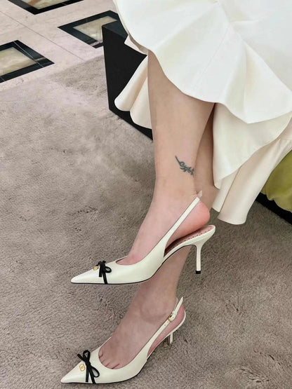 Heels sandals Gladiator summer luxury Brand 2025 bow Women High Heels Pointed toe designer Elegant Slingbacks Party Ladies Shoes