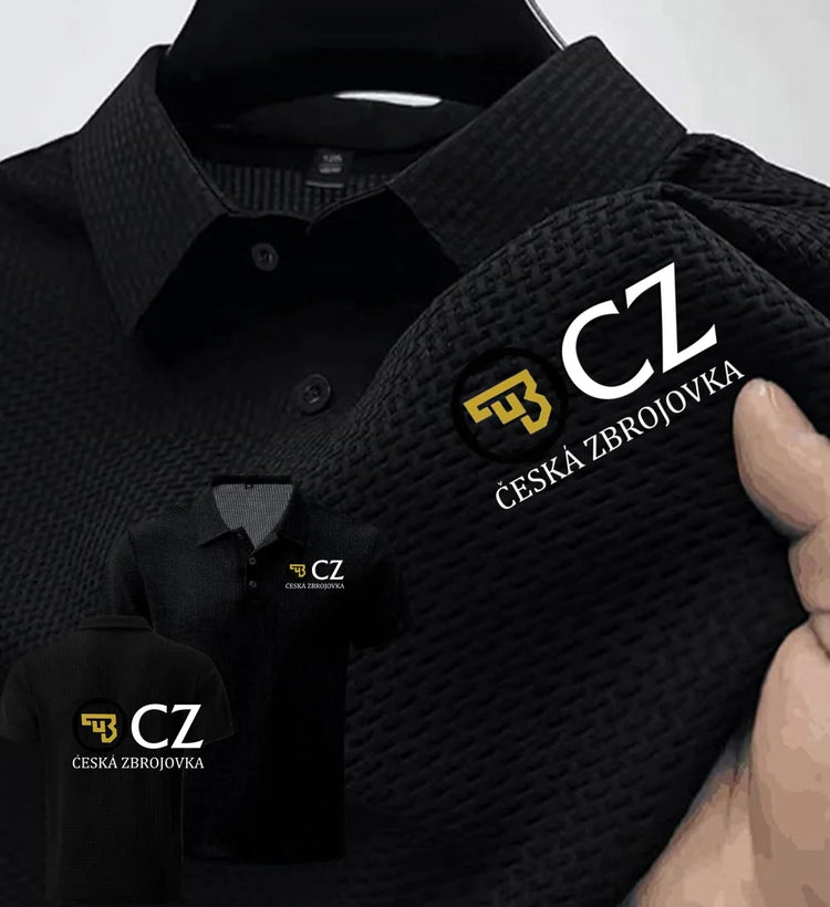 Estate Nuovi Uomini POLO T-Shirt CZ Ceska Zbrojovka Armi da fuoco High End Maglia di seta del ghiaccio da uomo a maniche corte Top Colletto della camicia