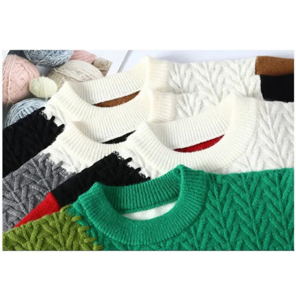 New Fashion Men O-Neck Pullovers Winter Knitted Sweaters Splicing Casual Sweaters High Quality Male Loose Pullovers Clothing 4XL