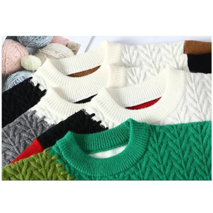 New Fashion Men O-Neck Pullovers Winter Knitted Sweaters Splicing Casual Sweaters High Quality Male Loose Pullovers Clothing 4XL