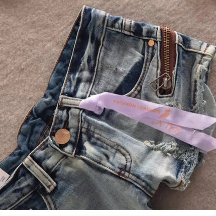 Summer Women Kpop Jean Shorts Abi Y2K 2000s Ripped Denim Hot Pants Grunge Gyaru Japanese American Retro Cyber Punk Harajuku Tide PlatiNum